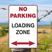 No Parking Loading Zone Metal Sign Vintage Traffic Warning Wall Art Decoration