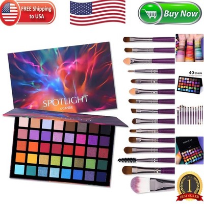 Professional 40 Color Makeup Palette + 15 Brush Set - Long-Lasting & Pigmented