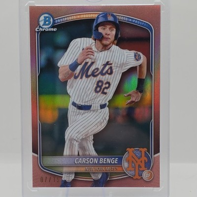 2025 Bowman Carson Benge Chrome Prospects Rose Gold Refractor #/15 Mets