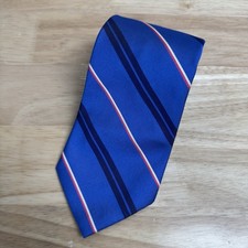 Polo Ralph Lauren Silk Repp Tie Men Blue Red Striped Handmade Italian Vintage