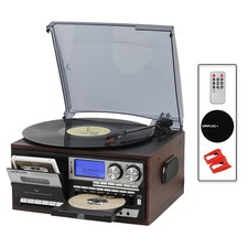 All in One Vintage 3 Speed Vinyl Record Player with Built-in Speakers,Bluetoo...