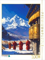 Calvendo Puzzle The Path Of The Prayer Wheels - Monks In Tibet | 1000 Pieces, Fi