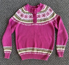 LL Bean Sweater Fuchsia Girls Size 6X/7 Nordic Birdseye