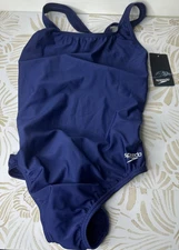 Speedo Women's One-Piec Pro LT Super Solid Swimsuit, Size 12/38, Navy,