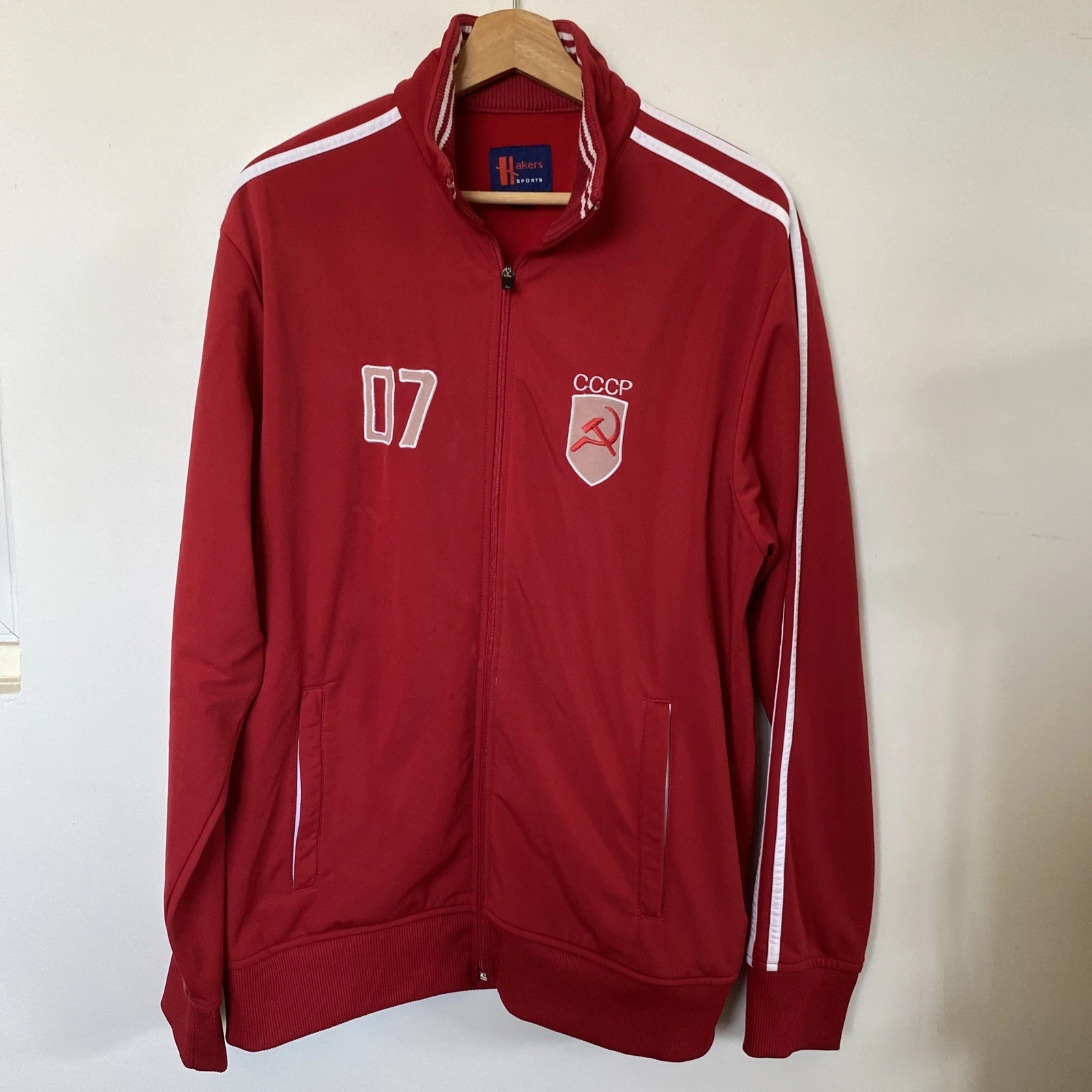 Vintage CCCP 07 Retro Style Soviet Union Warm Up Jacket Red Size XL - product detail image 1