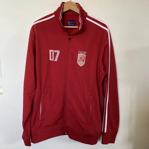 Vintage CCCP 07 Retro Style Soviet Union Warm Up Jacket Red Size XL video thumbnail