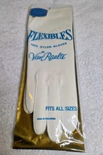 Vtg Van Raalte White Nylon Dress Gloves Mid Century Floral Eyelet NOS Fits All