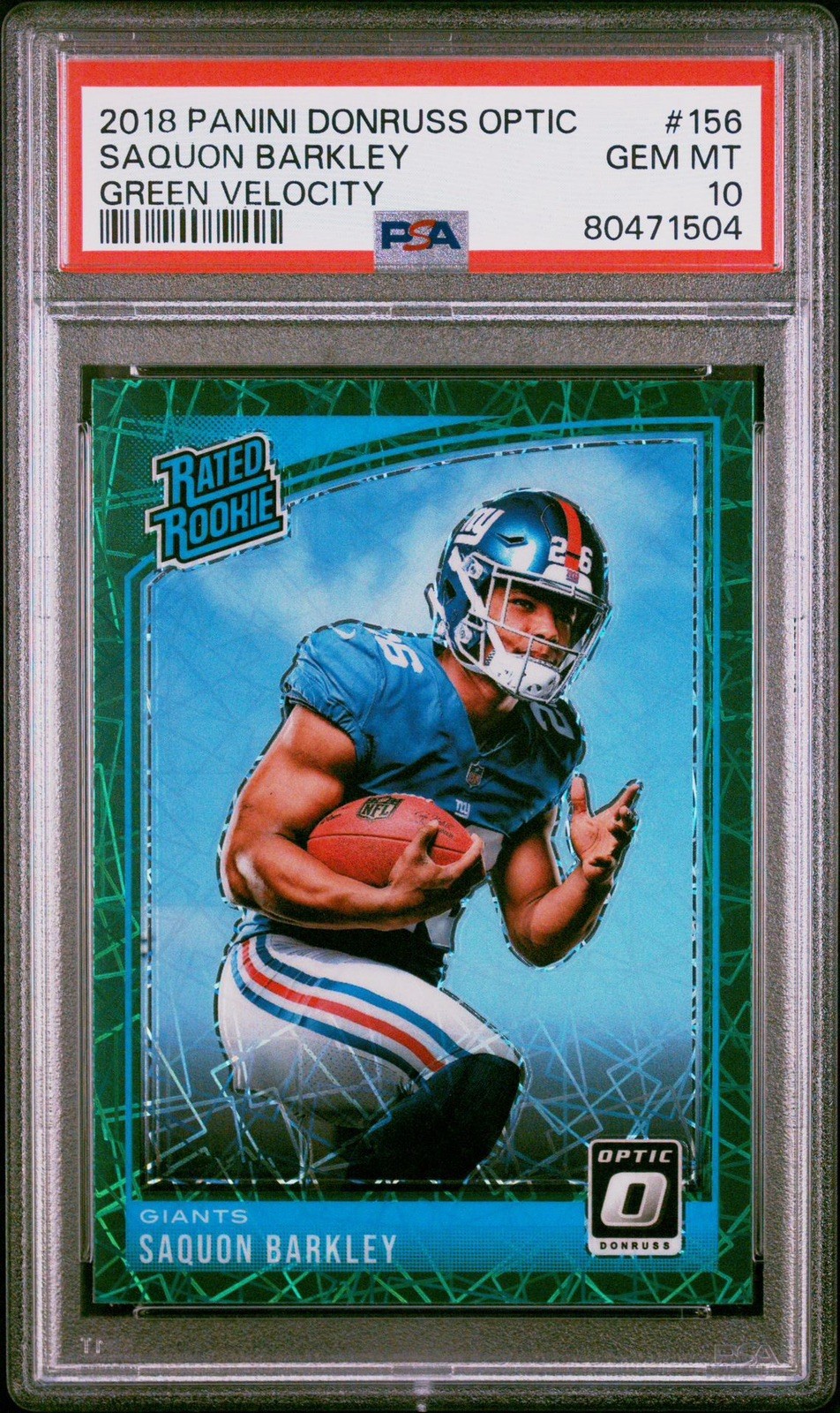 2018 Donruss Optic - Green Velocity - Saquon Barkley Rated Rookie RC - PSA 10