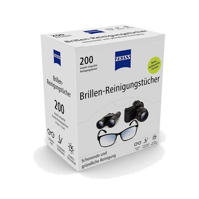 ZEISS Brillen Reinigungstücher (200 Stück) - einzeln verpackt - Großpackung