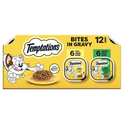 Wet Cat Food Variety Pack Bites in Gravy Flavor