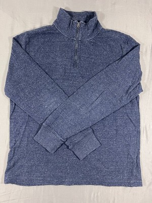 J. Crew Sweatshirt Mens Large Heather Blue Cotton Double Knit Half Zip Pullover