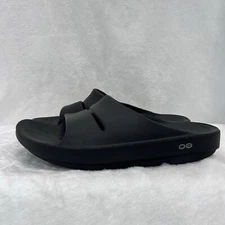 Oofos Ooahh Slide Sandals Womens 10 Men 8 Black Recovery Slip On Comfort Shoes