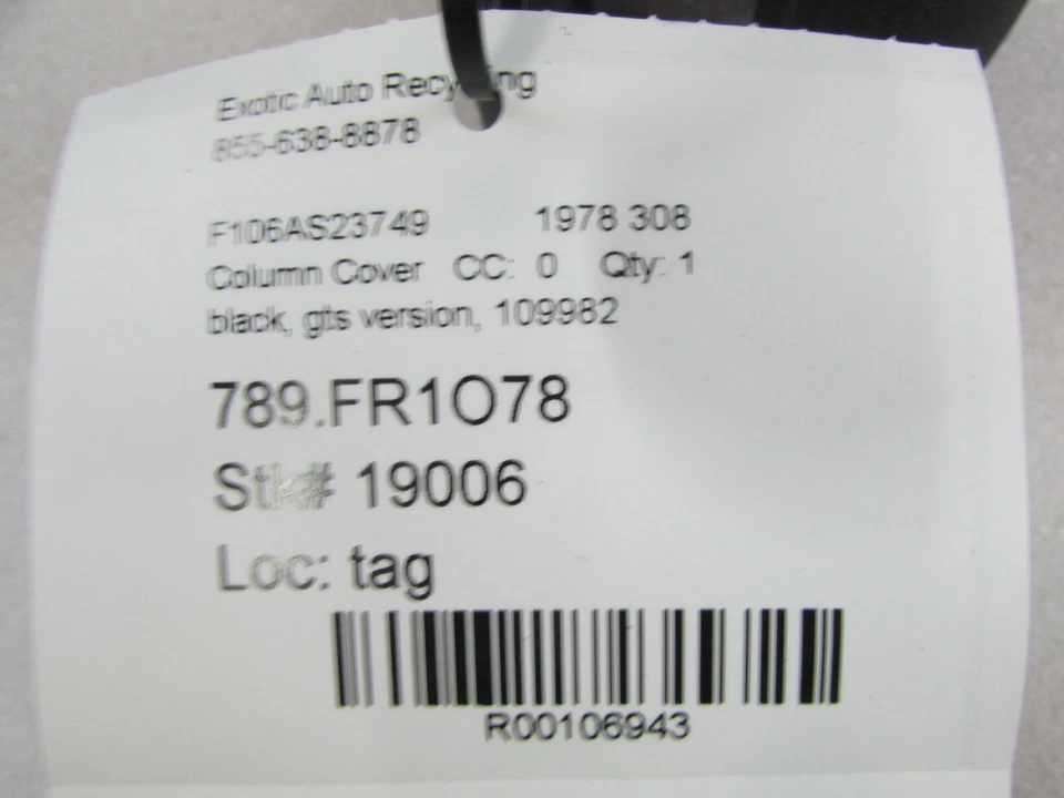 Ferrari 308 GTS, cubierta de columna, negro, usado, P/N 109982 Foto 4 de 4