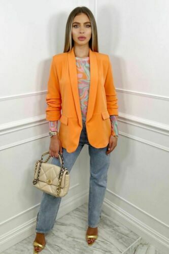 Damen-Blazer mit gerissenem Ärmel und Kragen Freizeit Damen formell Büro Arbeitskleidung Jacke - Bild 45 von 48