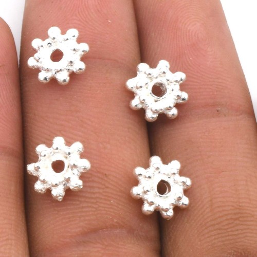 20 PCS 10MM SUN FLOWER SPACER BALI BEAD STERLING SILVER PLATED 519 UFL-651 - Picture 2 of 5