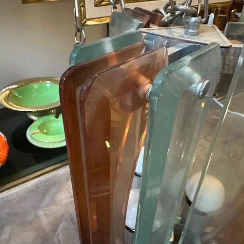 1970S Space Age Green And Pink Heavy Glass Italian Pendant By Lupi Cristal Luxor - 第 14/15 張圖片
