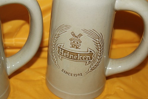 Vintage 3 Piece Heineken Ceramarte Brazil Beer Handle Mug Steins 6.5" - Picture 4 of 11
