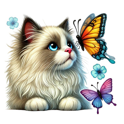 Wandtattoo Aufklebe Aquarell Ragdoll Katze  Wandaufkleber 18X18 cm Groß