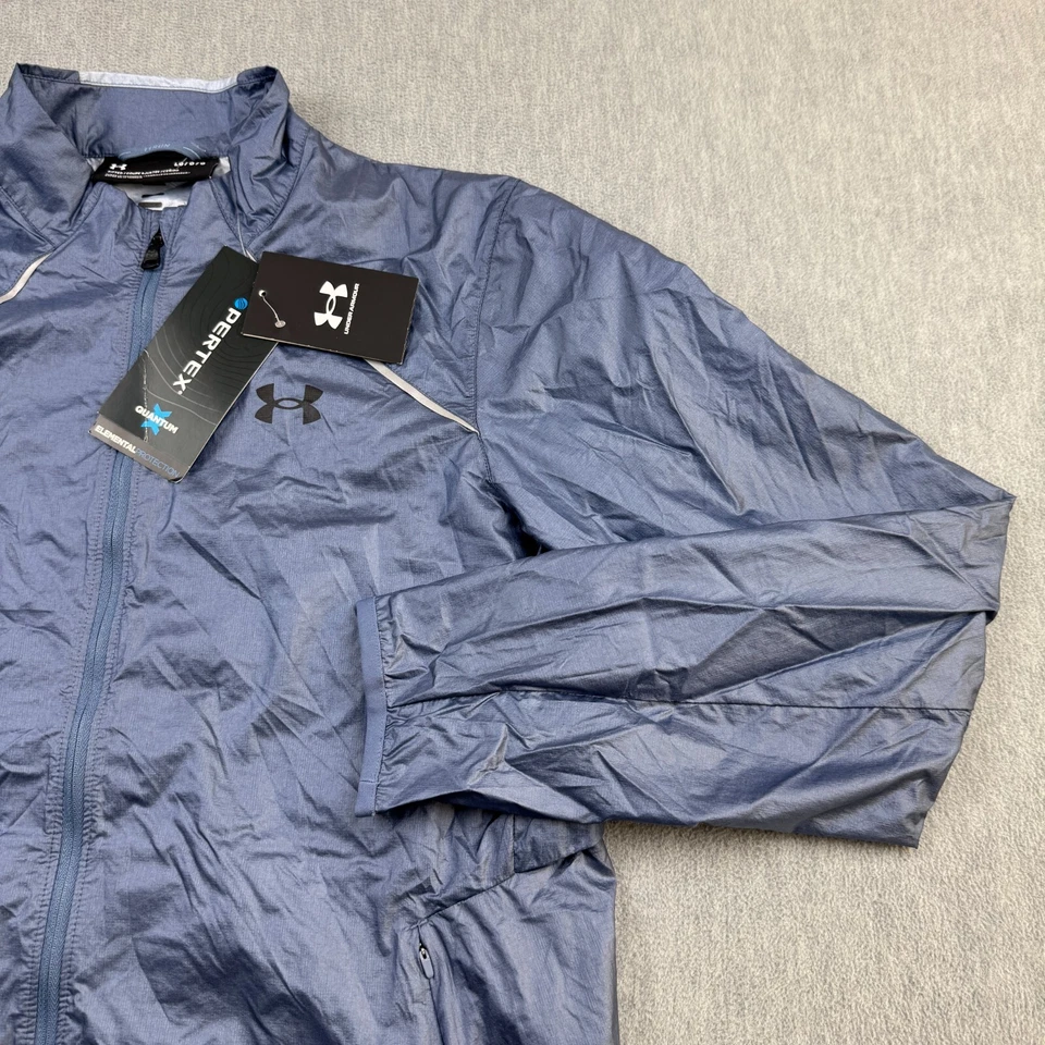 Chaqueta cortavientos Under Armour para mujer grande azul Storm Impasse Run 2.0 cremallera completa Foto 4 de 4