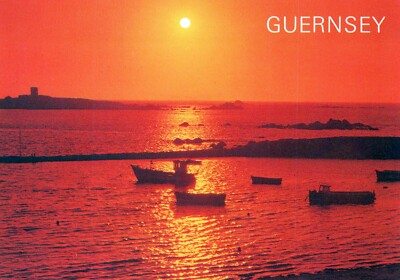 GUERNSEY POSTKARTE Vale Grand Havre Sonnenuntergang Küste Kanalinseln John Hinde