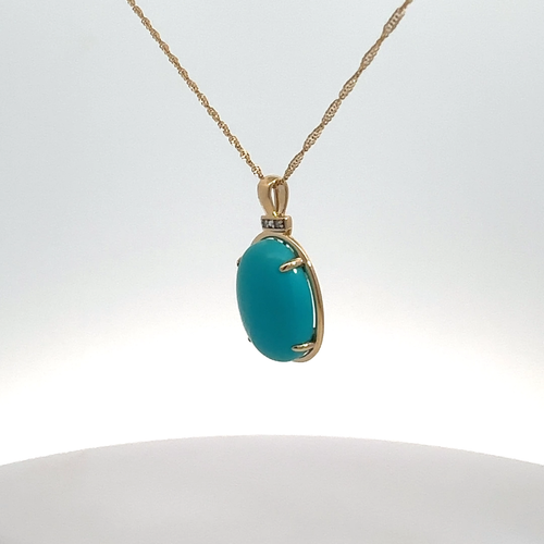 14k Yellow Gold Turquoise Pendant Necklace 18" - Video 1 of 1