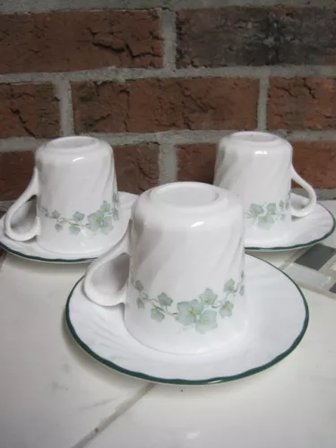 Set Of 8 Corning Corelle Callaway Ivy Pattern Cups w/ Saucers Tea Coffee Mugs