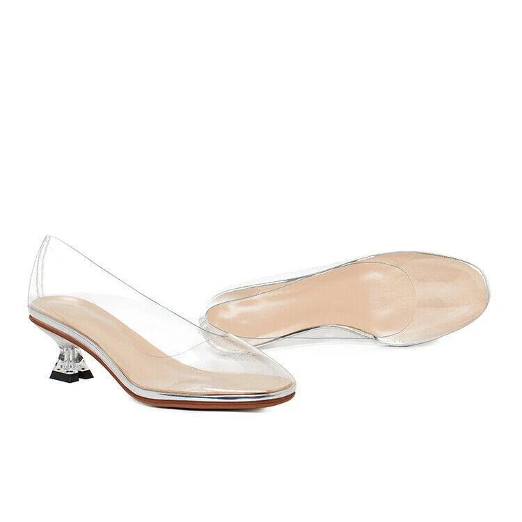 Clear kitten heel shop pumps