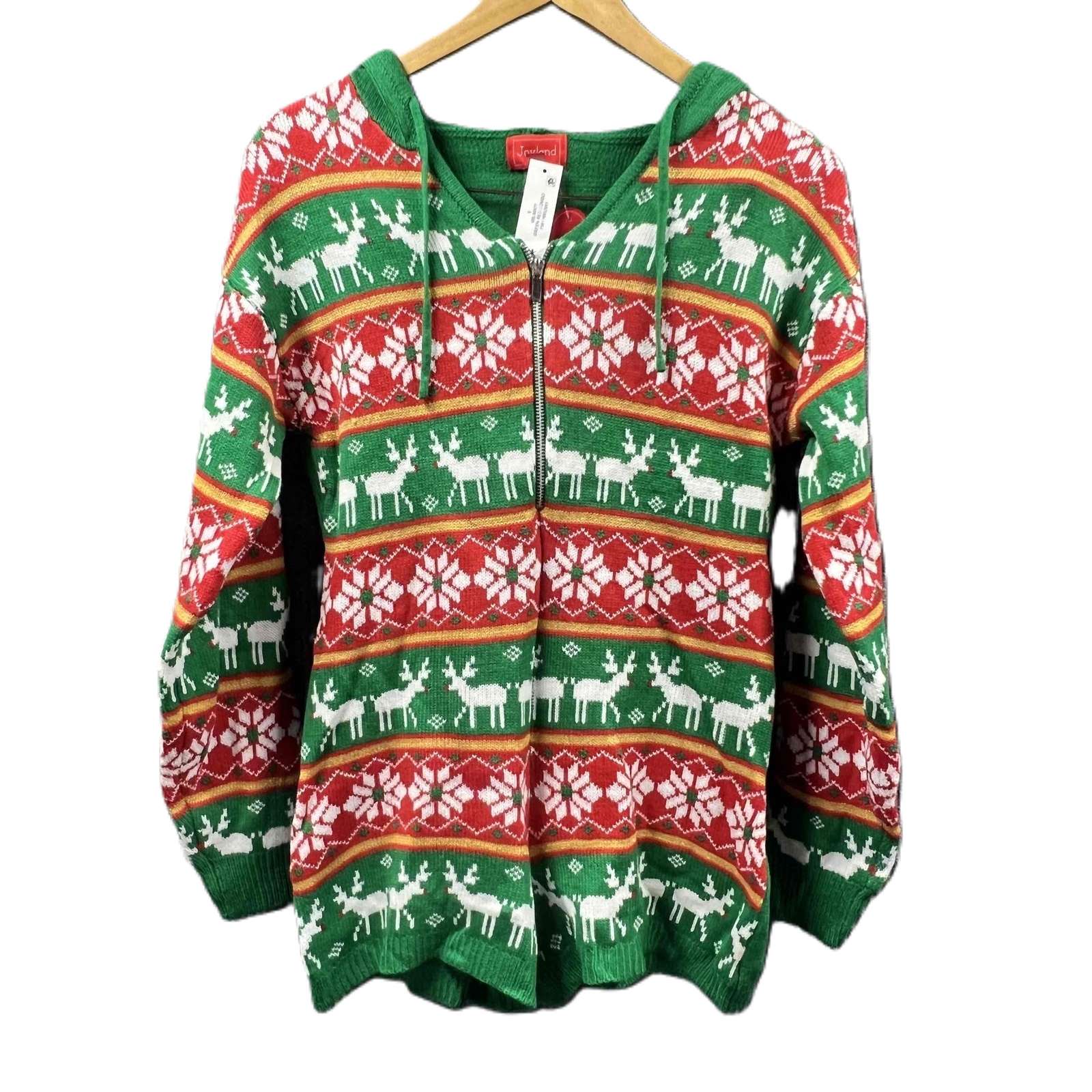 Christmas ROMPER Sweater Women Small Red Green Reindeer Snowflake Party NWT-image