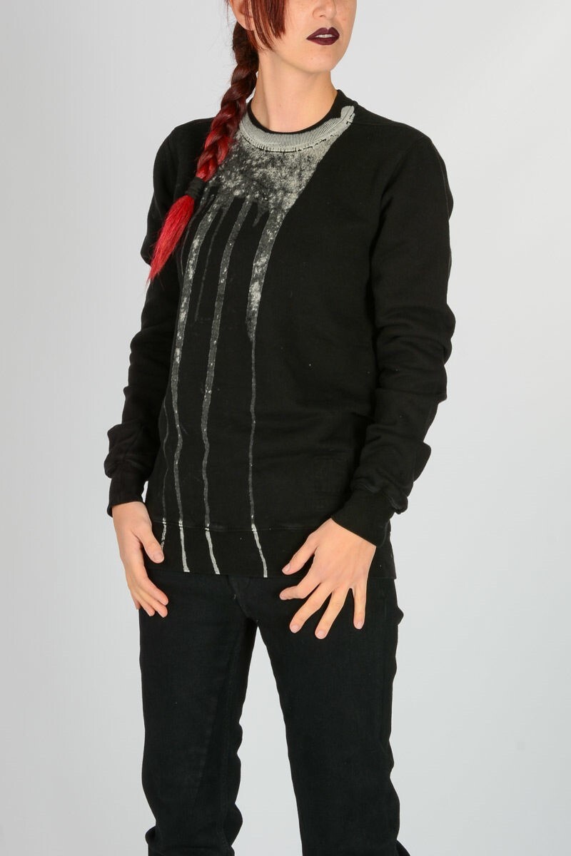 RICK OWENS DRKSHDW New XS Cotton Crewneck Sweat Bleach Vomit S/S 16 $500