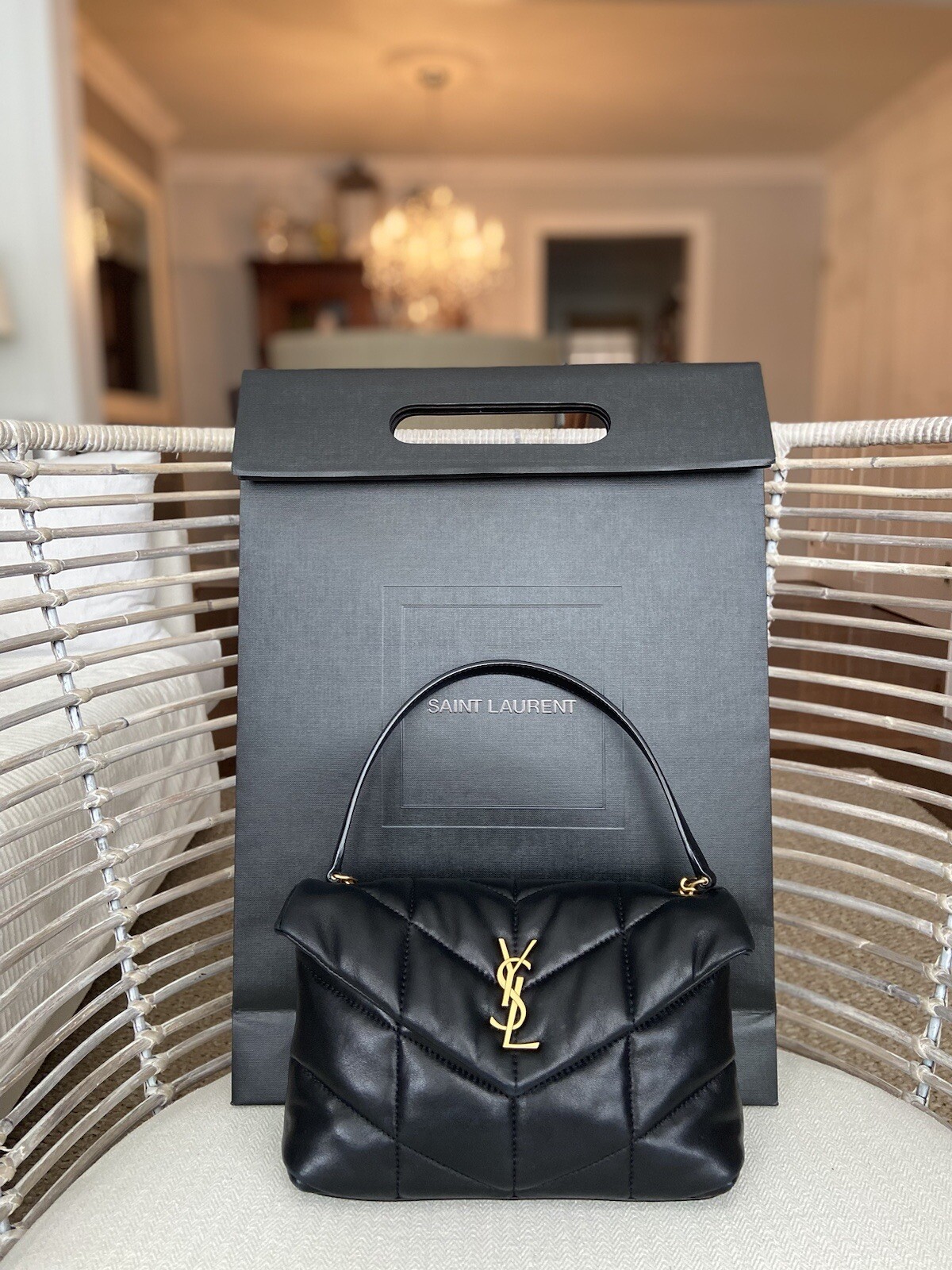 Tampone giocattolo Saint Laurent in pelle di agnello nero