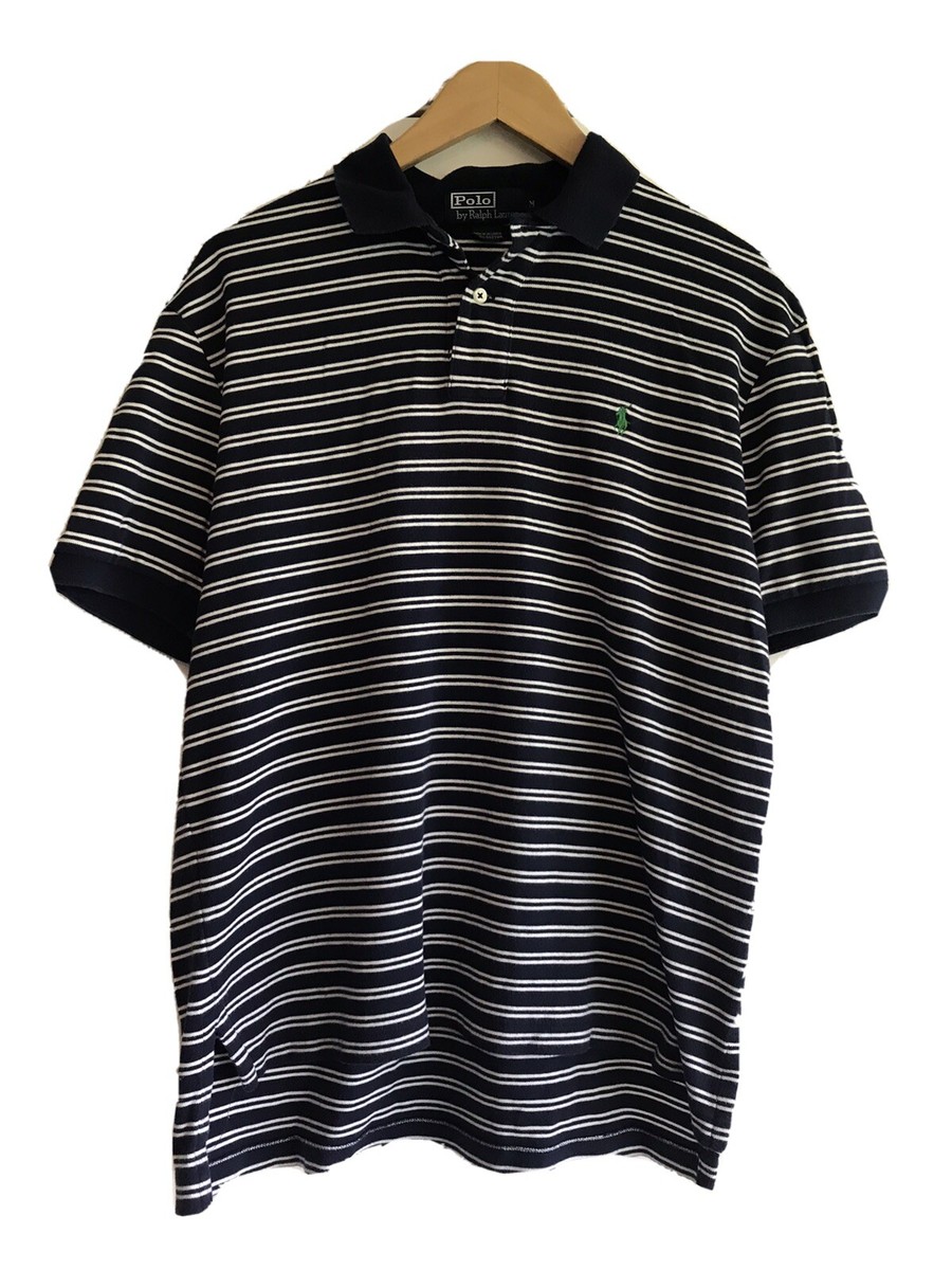 V32 Polo Ralph Lauren Blue Striped Short Sleeve Polo Shirt Mens