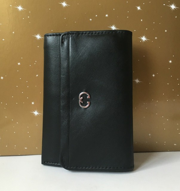 Saddler Lamb Leather Embossed 12cm Purse Wallet Rose Pink or Black Gift Boxed