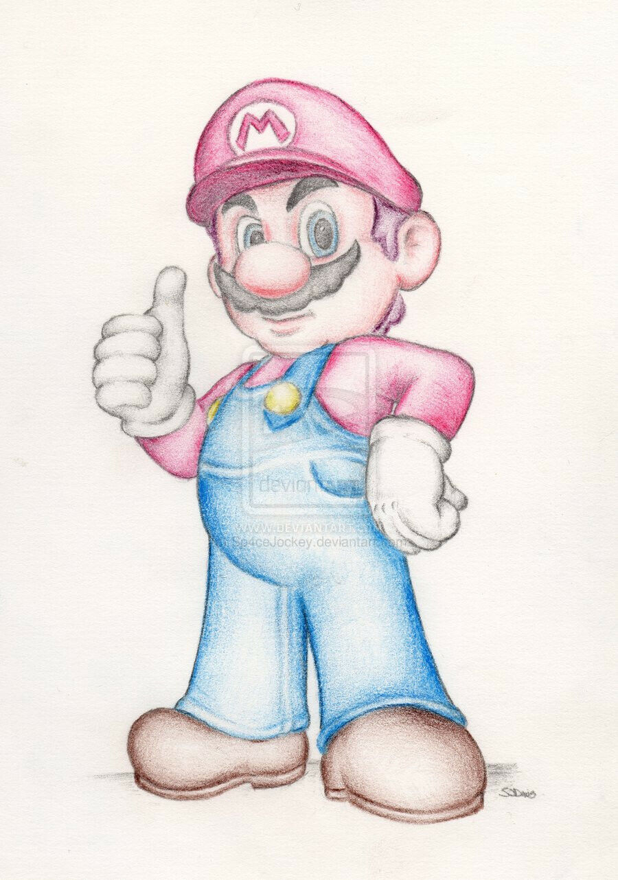 Super Mario Nintendo Cartoon Movie Art Pencil Drawing HQ Signed A4 ...