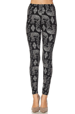 Leggings TC/215 Buttery Soft Always Brushed Elephant Black White PLUS  SIZE