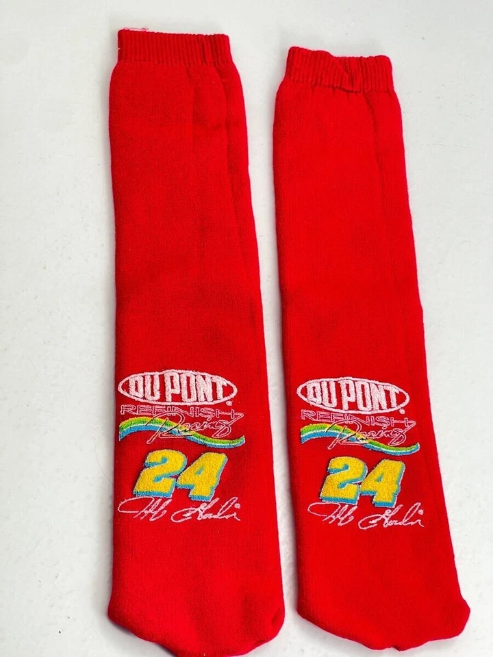 Lote de 2 pares de calcetines rojos vintage 1995 Jeff Gordon NASCAR Dupont Racing NUEVO Foto 3 de 4