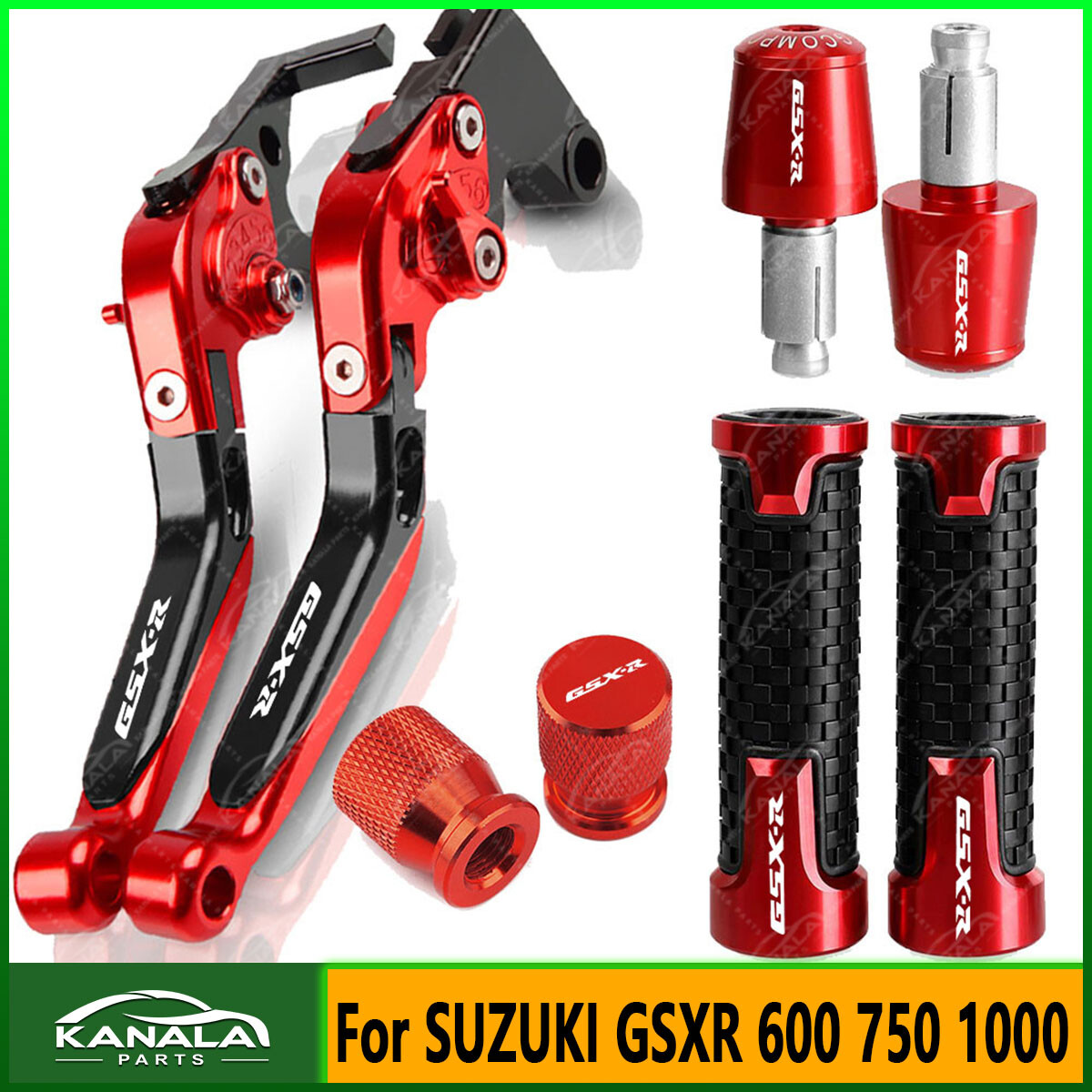 For SUZUKI GSXR 600 750 1000 4PCS CNC Handle Grips Cap Brake