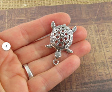 TORTOISE 3D TURTLE SEA BEACH Charm on 925 Sterling Silver 22" Necklace Women