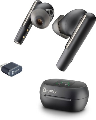Poly Voyager Free 60+ UC  Bluetooth USB-C, Touchscreen Charge Case, Teams, Black