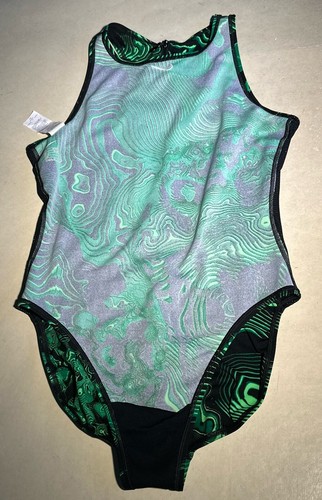 Perry Ellis/Nike Women’s Blk Green Competition Swimsuit Sz 12 Pre-owned - Picture 3 of 11