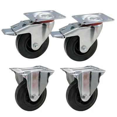ADB BETRIEBSEINRICHTUNGEN GMBH Rollensatz 2 Lenkrollen 2 Bockrollen 100mm Rollenset Rollwagen Transportrollen