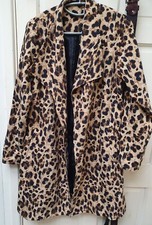 Women Esmara Tan Mix Animal Print Longline Duster Jacket Coat Size 40