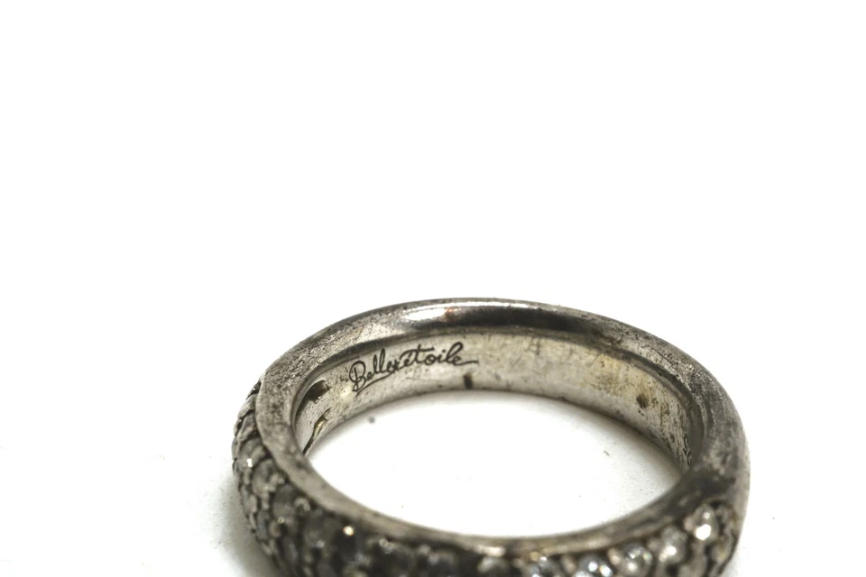 Anillo colgante Belle Etoile de plata de ley y azul en forma de corazón circonita cúbica, talla 5 Foto 3 de 4