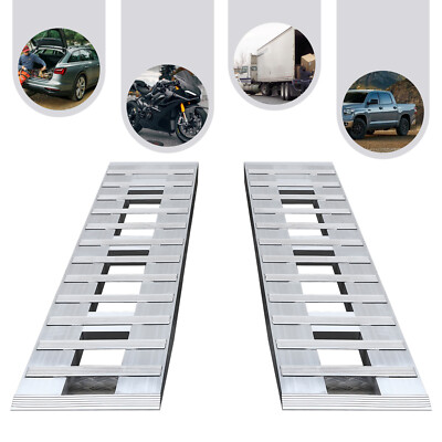 #ad 2PCS Silver Aluminum Trailer Ramps for Trucks and Cars High Load Capacity $233.25