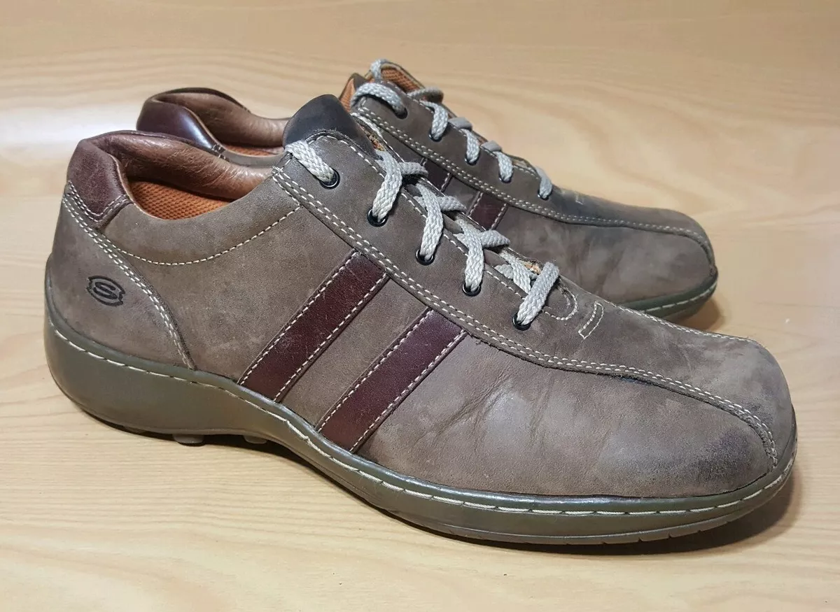 Skechers Mens Distressed Brown Leather Sneakers 10.5 eBay