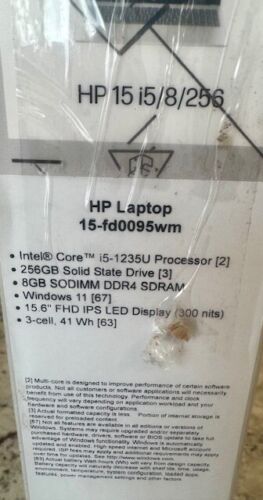 HP 15-fd0095wm 15.6" FHD I5-1235U 1.3GHz Intel Iris Xe Graphics 8GB RAM 256GB - Picture 3 of 4