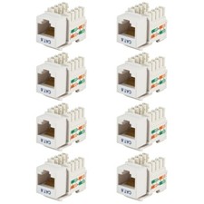 8 Pcs Cat6 RJ45 Network LAN Ethernet Keystone Jack 110Punch Down Snap In White