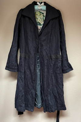 Anthropologie Genuine Burning Torch Wool Blend Belted Coat Jacket Size 2 Black