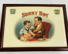 Sonny Boy Hinged Wooden Cigar Box Velvet Interior - NICE/RARE!