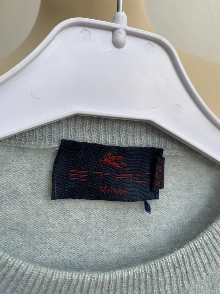 Suéter de Cachemira ETRO Milano Talla S Cuello Redondo Manga Larga Hecho en Italia #Z24 Foto 3 de 4