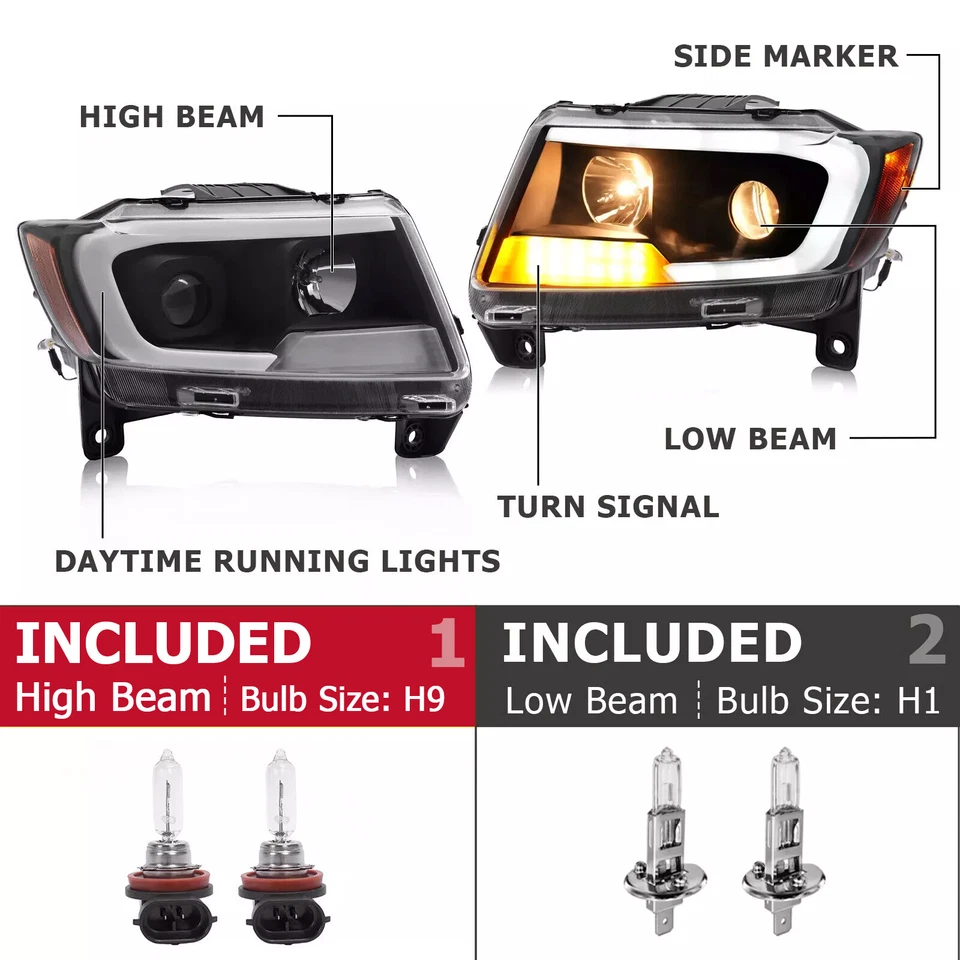 Faros proyectores LED DRL para Jeep Grand Cherokee 2011 2012 2013 #CH2502224 Foto 2 de 4